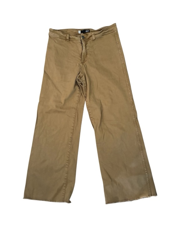 Kut from the Kloth Denim - KUT from the Kloth High Rise Wide Leg Jeans Raw Hem Brown 12